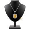 Mặt dây chuyền kim cương vàng trắng Au750 đính đá sapphire 