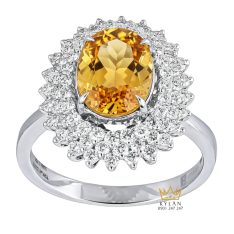 Nhẫn kim cương vàng trắng nguyên khối Au750 đính đá sapphire