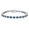 Lắc tay kim cương vàng trắng Au750 đính đá sapphire xanh 