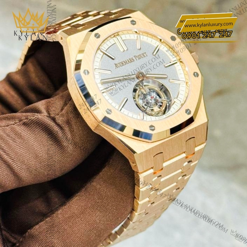 Kỳ Lân Luxury audemars piguet royal oak 26730or 1320or 05 7 Đồng hồ Royal Oak Selfwinding Flying Tourbillon xám ivory 26730OR