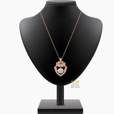 Dây chuyền Vương Miện Hoa Hồng vàng hồng Au750 đính kim cương