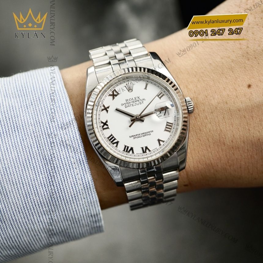 Kỳ Lân Luxury dong ho rolex datejust 36 126234 0025 2 Đồng hồ Rolex Datejust 36 126234-0025 mặt số trắng La Mã