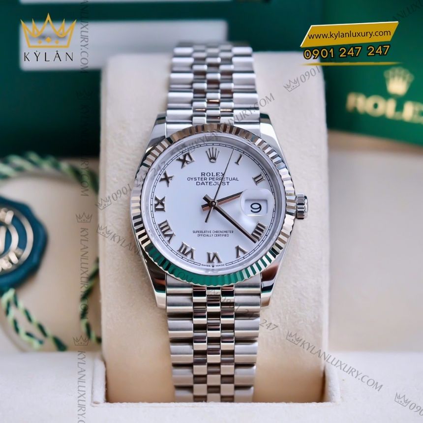 Kỳ Lân Luxury dong ho rolex datejust 36 126234 0025 3 Đồng hồ Rolex Datejust 36 126234-0025 mặt số trắng La Mã