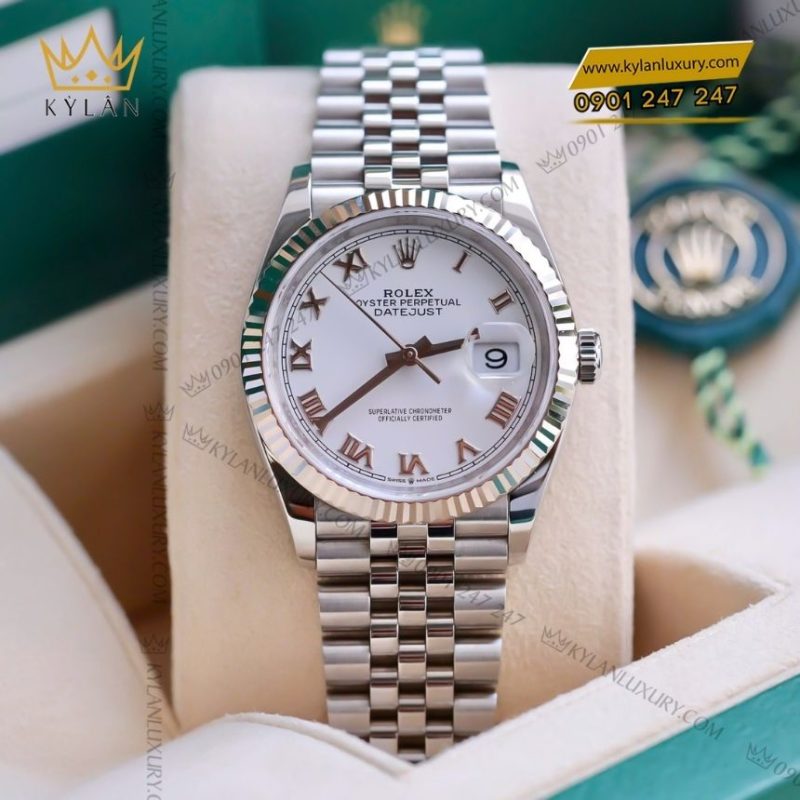Đồng hồ Rolex Datejust 36 126234-0025 mặt số trắng La Mã
