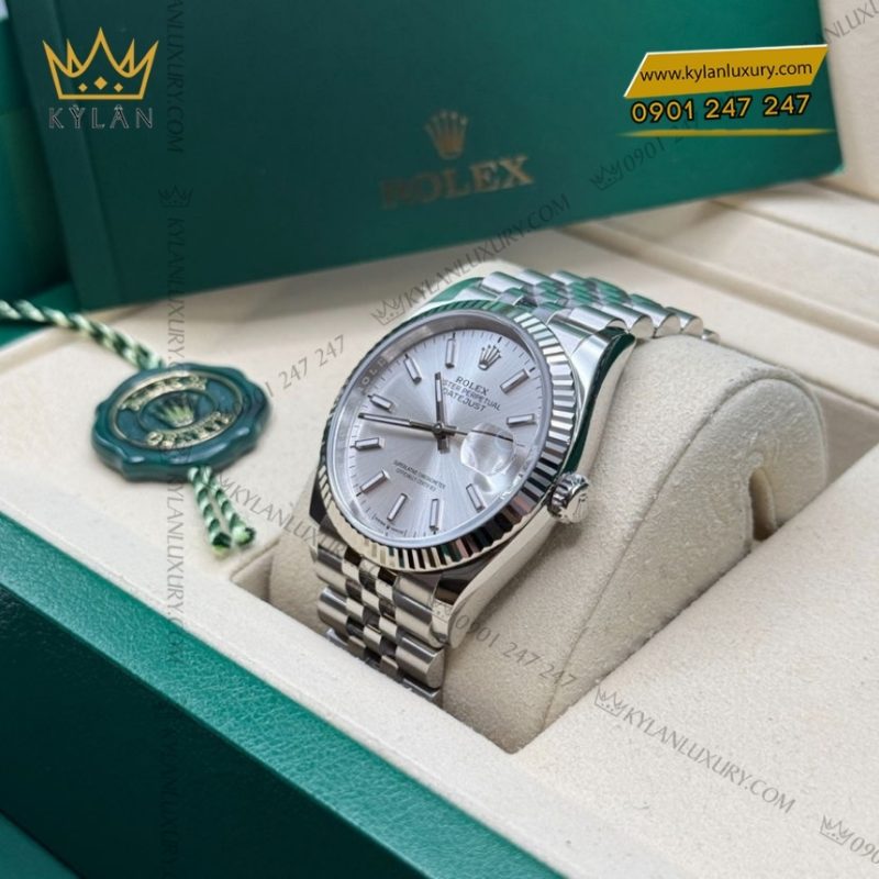 Đồng hồ Rolex Datejust 36 mặt số bạc cọc dạ quang 126234-0013