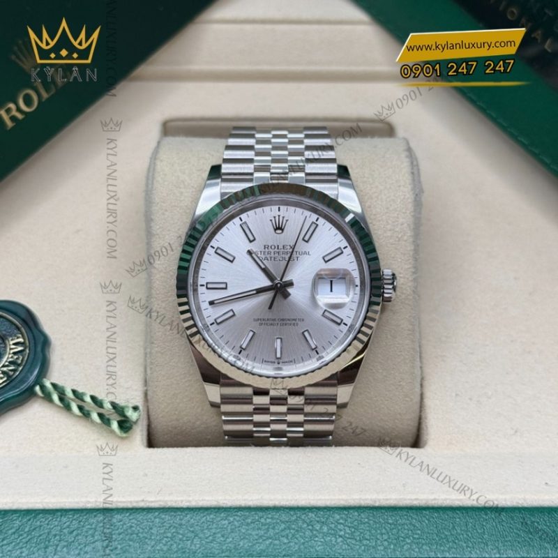 Đồng hồ Rolex Datejust 36 mặt số bạc cọc dạ quang 126234-0013