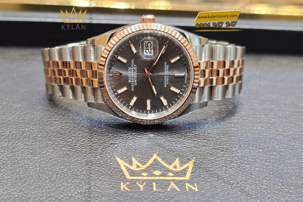Kỳ Lân Luxury dong ho rolex datejust 36 mat so slate 126231 0013 10 1 Đồng hồ Rolex Datejust 36 mặt số slate 126231-0013