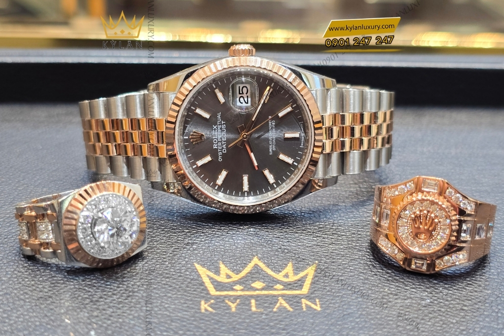 Kỳ Lân Luxury dong ho rolex datejust 36 mat so slate 126231 0013 12 1 Đồng hồ Rolex Datejust 36 mặt số slate 126231-0013