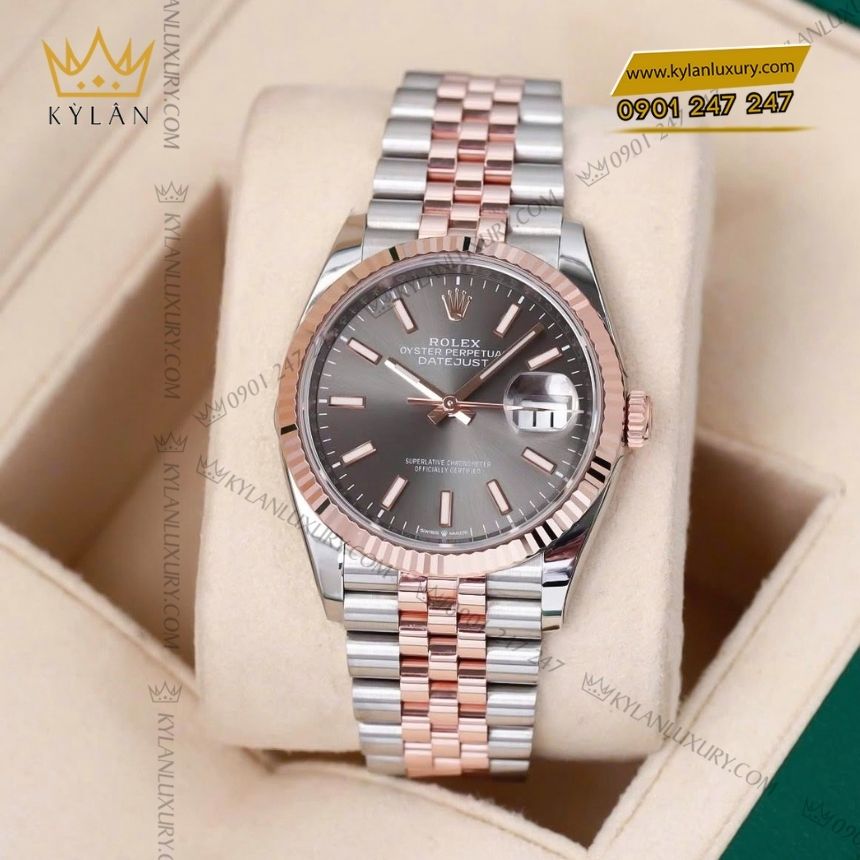 Kỳ Lân Luxury dong ho rolex datejust 36 mat so slate 126231 0013 4 Đồng hồ Rolex Datejust 36 mặt số slate 126231-0013