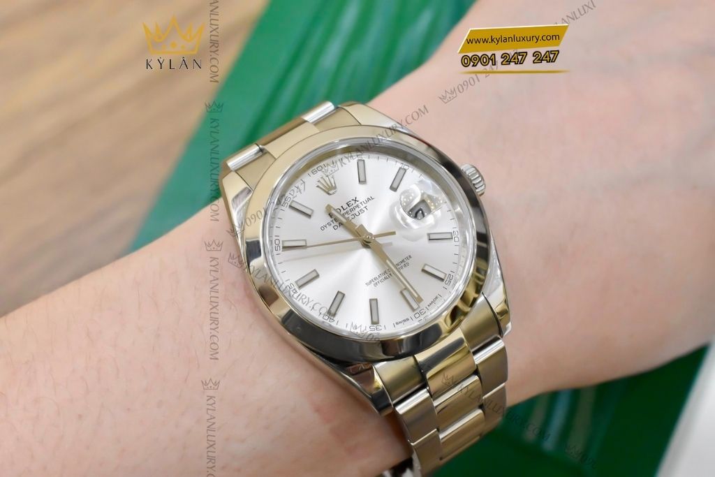Kỳ Lân Luxury dong ho rolex datejust 41 126300 0003 3 Đồng hồ Rolex Datejust 41 mặt số bạc 126300-0003