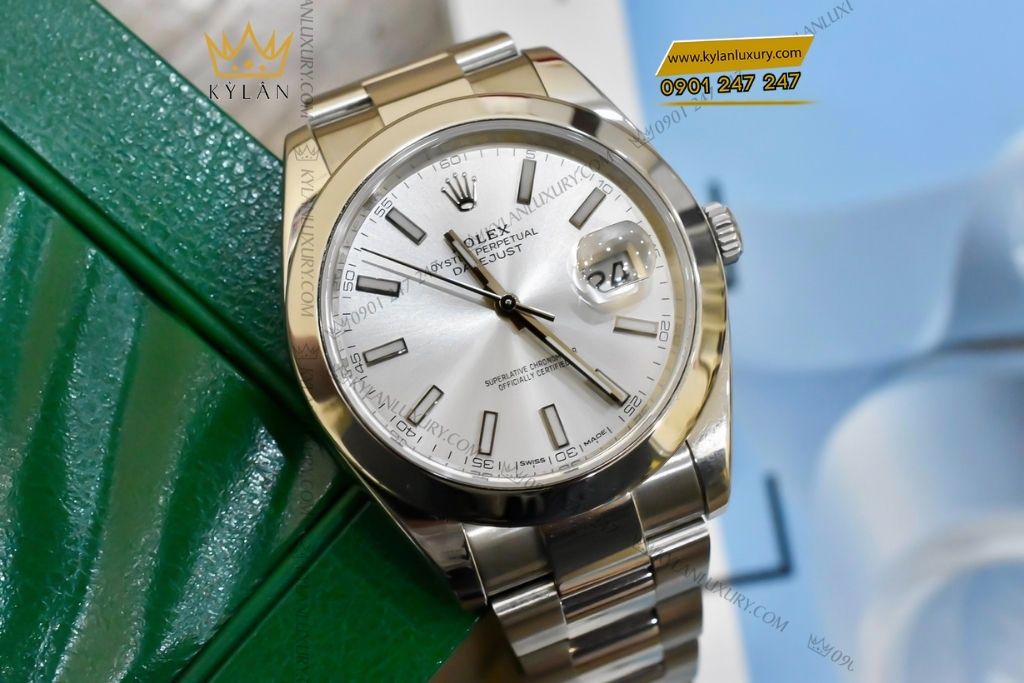 Kỳ Lân Luxury dong ho rolex datejust 41 126300 0003 4 Đồng hồ Rolex Datejust 41 mặt số bạc 126300-0003