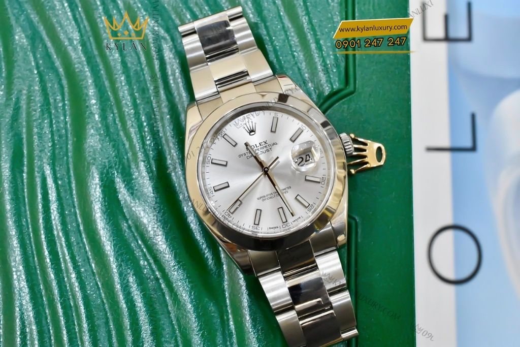Kỳ Lân Luxury dong ho rolex datejust 41 126300 0003 6 Đồng hồ Rolex Datejust 41 mặt số bạc 126300-0003
