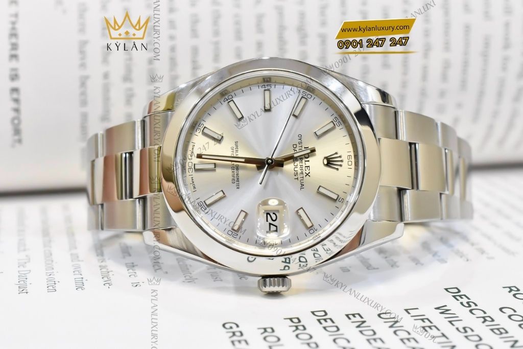 Kỳ Lân Luxury dong ho rolex datejust 41 126300 0003 7 Đồng hồ Rolex Datejust 41 mặt số bạc 126300-0003
