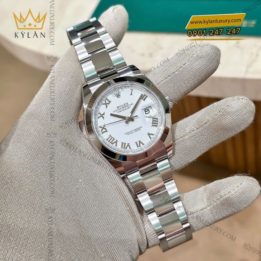 Kỳ Lân Luxury dong ho rolex datejust 41 126300 0015 5 Đồng hồ Rolex Datejust 41 mặt số trắng 126300-0015