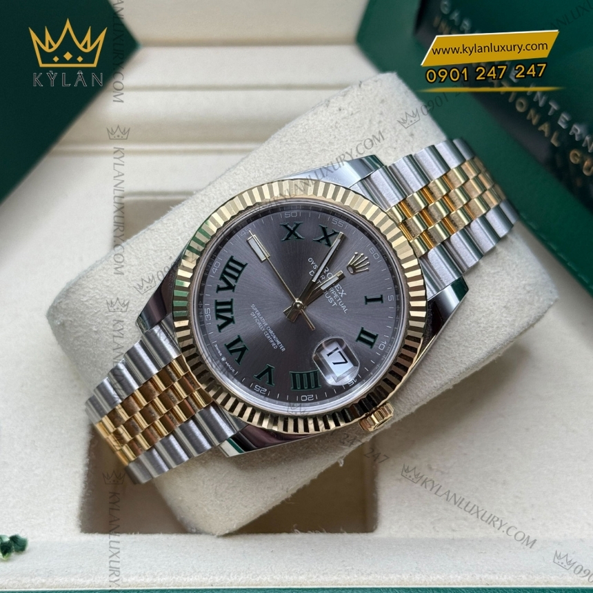 Kỳ Lân Luxury dong ho rolex datejust 41 126333 0020 3 1 Đồng hồ Rolex Datejust 41 mặt xám cọc La Mã 126333-0020