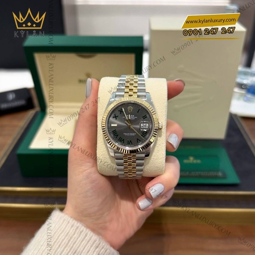 Kỳ Lân Luxury dong ho rolex datejust 41 126333 0020 3 Đồng hồ Rolex Datejust 41 mặt Slate số La Mã 126333-0020