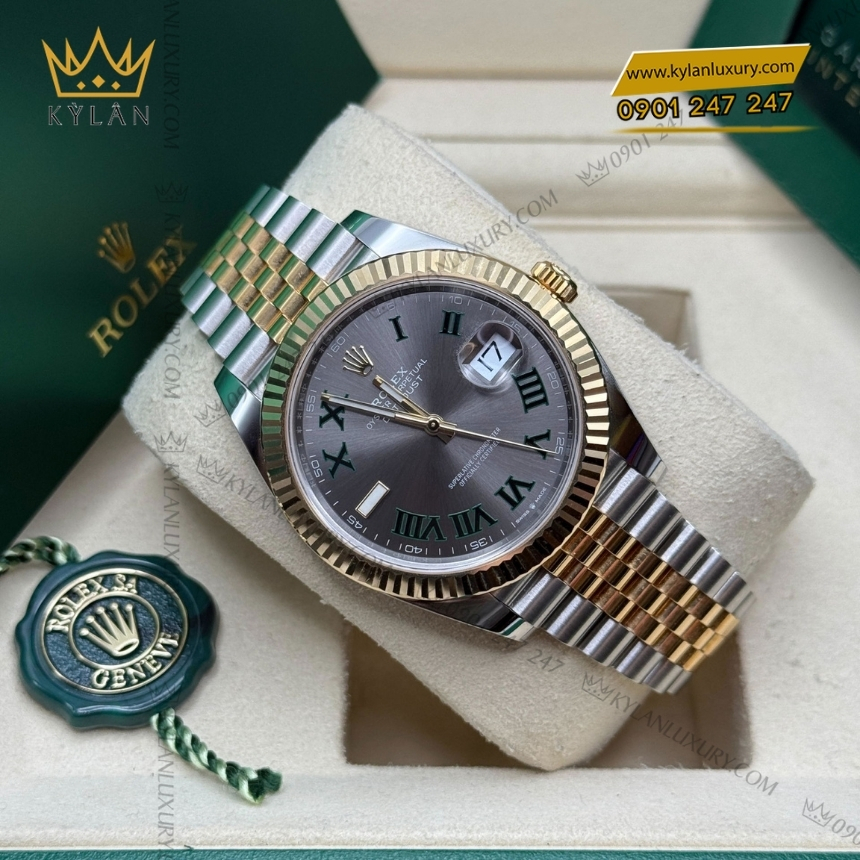 Kỳ Lân Luxury dong ho rolex datejust 41 126333 0020 4 1 Đồng hồ Rolex Datejust 41 mặt xám cọc La Mã 126333-0020