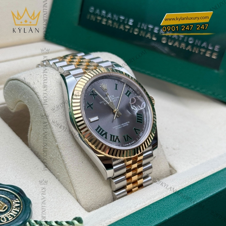 Kỳ Lân Luxury dong ho rolex datejust 41 126333 0020 5 1 Đồng hồ Rolex Datejust 41 mặt xám cọc La Mã 126333-0020