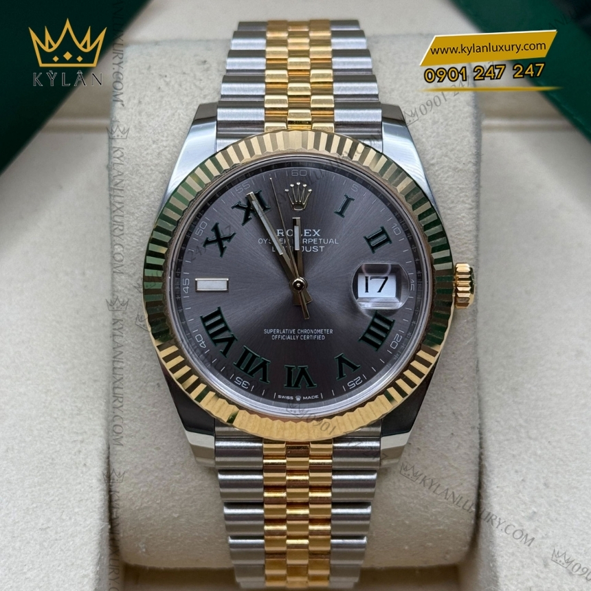 Kỳ Lân Luxury dong ho rolex datejust 41 126333 0020 6 1 Đồng hồ Rolex Datejust 41 mặt xám cọc La Mã 126333-0020