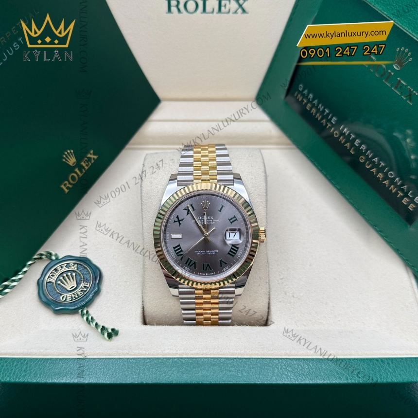 Kỳ Lân Luxury dong ho rolex datejust 41 126333 0020 8 1 Đồng hồ Rolex Datejust 41 mặt xám cọc La Mã 126333-0020