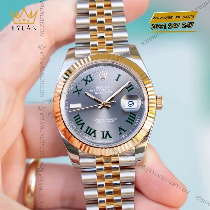 Kỳ Lân Luxury dong ho rolex datejust 41 126333 0020 8 Đồng hồ Rolex Datejust 41 mặt Slate số La Mã 126333-0020