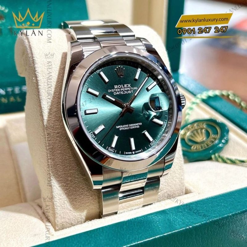 Đồng hồ Rolex Datejust 41 mặt xanh bạc hà 126300-0019
