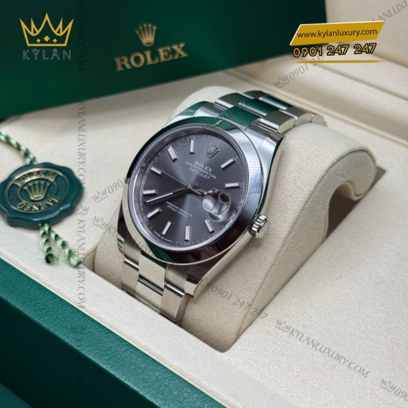Đồng hồ Rolex Datejust 41 mặt xám dây oyster 126300-0007
