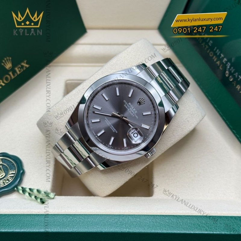 Đồng hồ Rolex Datejust 41 mặt xám dây oyster 126300-0007