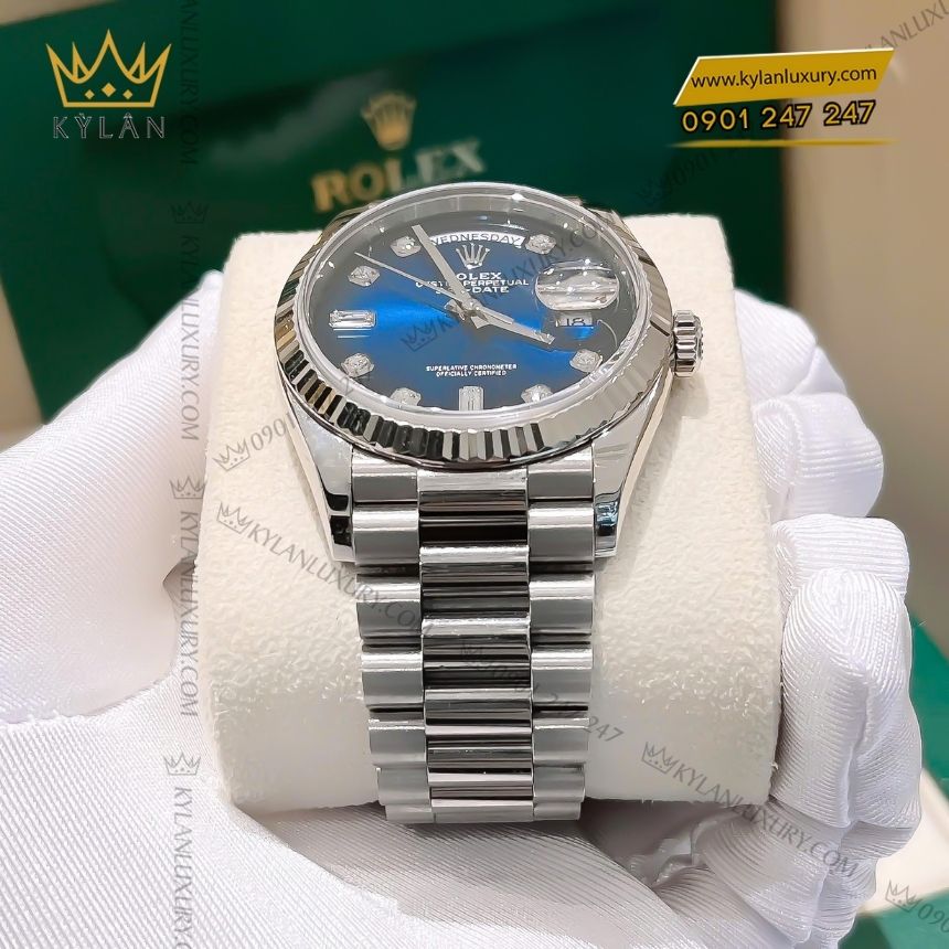 Kỳ Lân Luxury dong ho rolex day date 36 128239 0023 6 Đồng hồ Rolex Day-Date 36 mặt xanh ombré 128239-0023