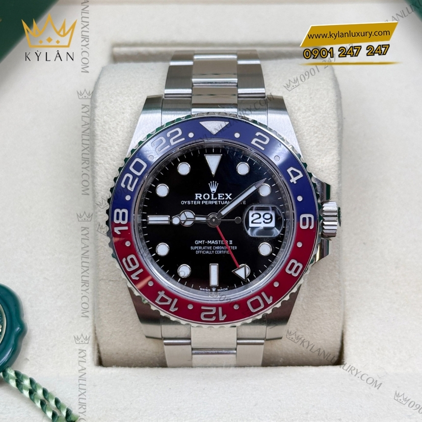 Kỳ Lân Luxury dong ho rolex gmt master ii pepsi 126710blro 0002 7 Đồng hồ Rolex GMT Master II pepsi dây oyster 126710BLRO-0002