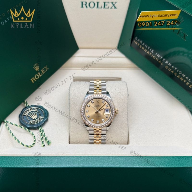 Đồng hồ Rolex Lady Datejust champagne vành kim 279383RBR-001