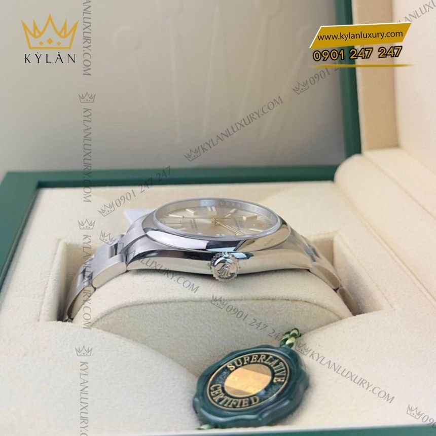 Kỳ Lân Luxury dong ho rolex oyster perpetual 41 134300 0001 3 Đồng hồ Rolex Oyster Perpetual 41 mặt số bạc 134300-0001
