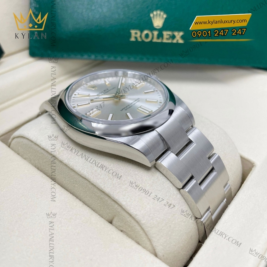 Kỳ Lân Luxury dong ho rolex oyster perpetual 41 134300 0001 7 1 Đồng hồ Rolex Oyster Perpetual 41 mặt số bạc 134300-0001