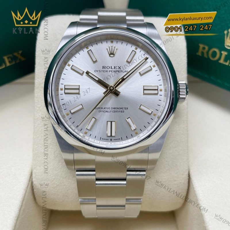 Đồng hồ Rolex Oyster Perpetual 41 mặt số bạc 134300-0001