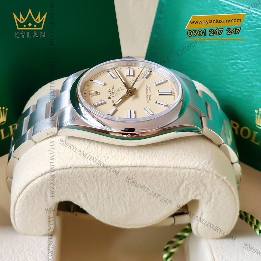 Kỳ Lân Luxury dong ho rolex oyster perpetual 41 134300 0007 5 Đồng hồ Rolex Oyster Perpetual 41 mặt số Beige 134300-0007