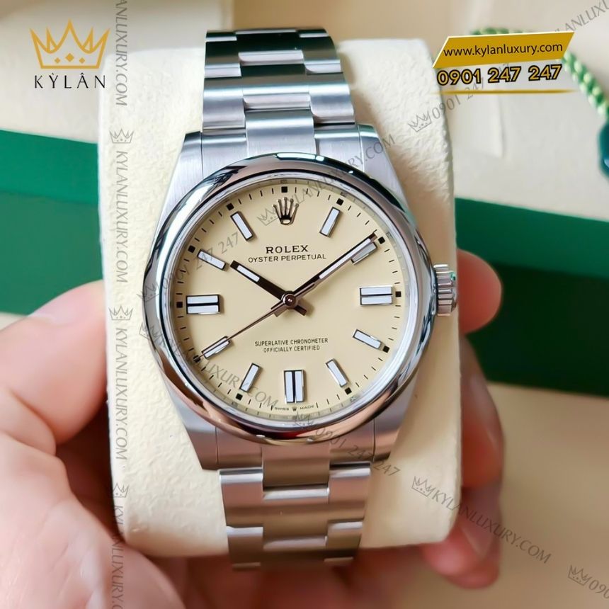 Kỳ Lân Luxury dong ho rolex oyster perpetual 41 134300 0007 6 Đồng hồ Rolex Oyster Perpetual 41 mặt số Beige 134300-0007