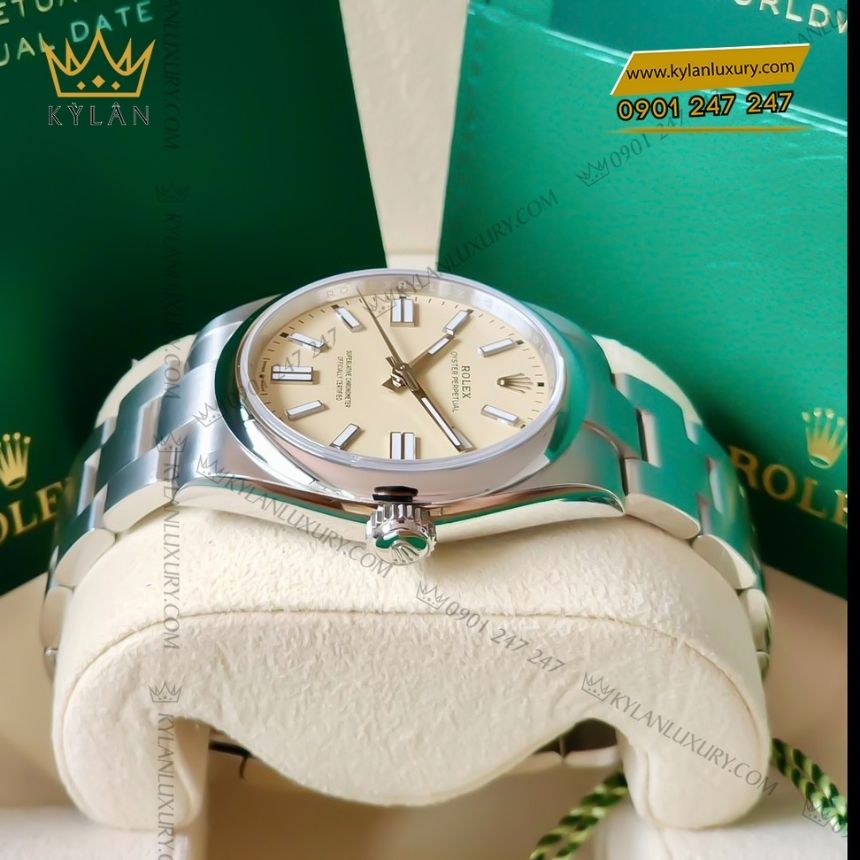 Kỳ Lân Luxury dong ho rolex oyster perpetual 41 134300 0007 9 Đồng hồ Rolex Oyster Perpetual 41 mặt số Beige 134300-0007