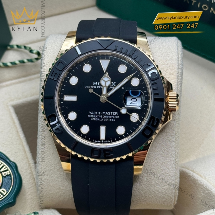 Kỳ Lân Luxury dong ho rolex yacht master 42 226658 0001 10 Đồng hồ Rolex Yacht Master 42 vàng vàng dây cao su 226658-0001