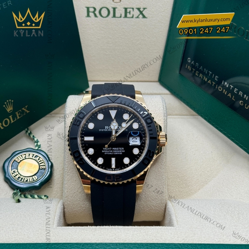 Kỳ Lân Luxury dong ho rolex yacht master 42 226658 0001 5 1 Đồng hồ Rolex Yacht Master 42 vàng vàng dây cao su 226658-0001