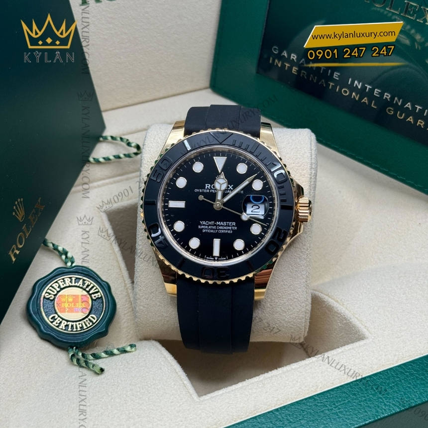 Kỳ Lân Luxury dong ho rolex yacht master 42 226658 0001 6 1 Đồng hồ Rolex Yacht Master 42 vàng vàng dây cao su 226658-0001