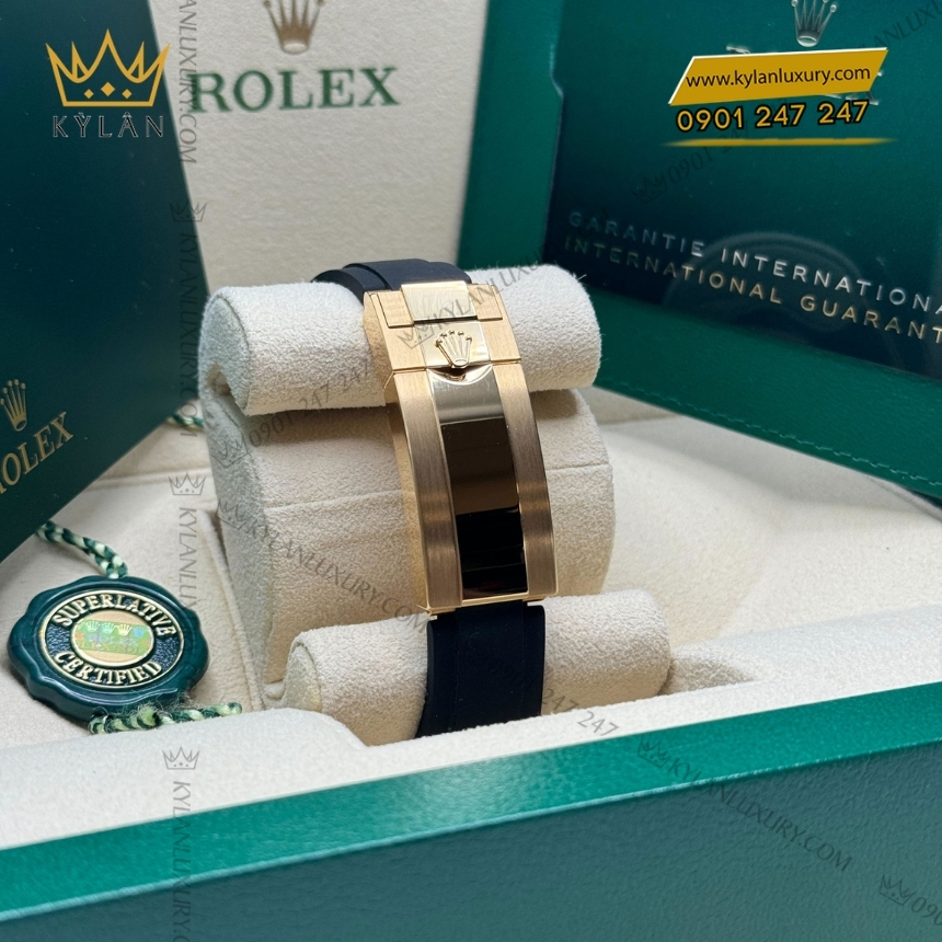 Kỳ Lân Luxury dong ho rolex yacht master 42 226658 0001 9 1 Đồng hồ Rolex Yacht Master 42 vàng vàng dây cao su 226658-0001