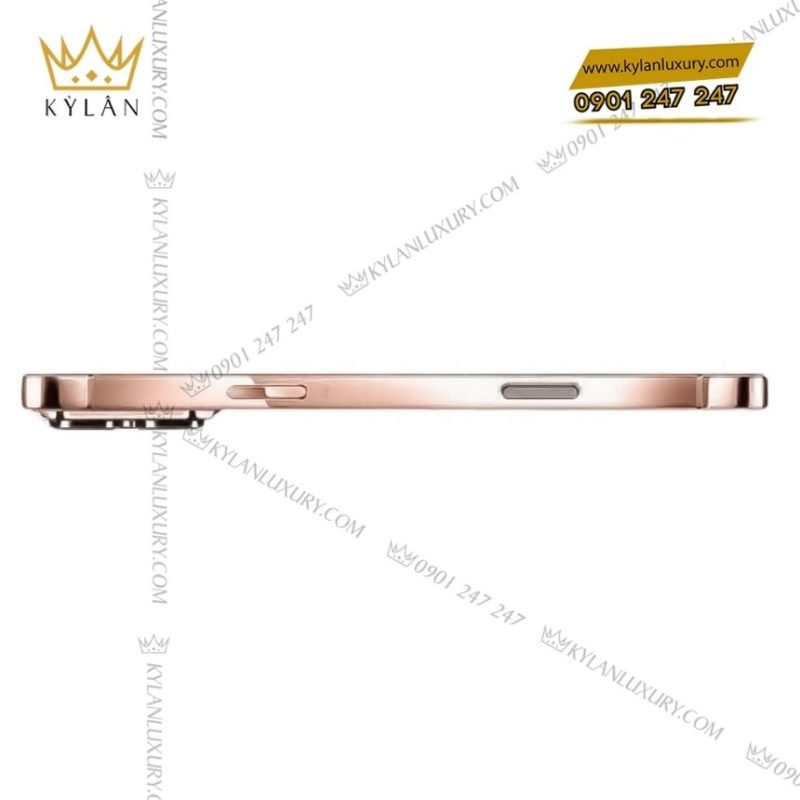 Điện thoại iPhone 17 Pro Max custom vàng hồng nguyên khối nạm kim cương vương miện