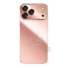 Điện thoại iPhone 17 Pro Max custom vàng hồng nguyên khối nạm kim cương vương miện