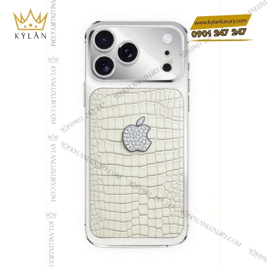Kỳ Lân Luxury iphone 17 pro max vang khoi da ca dinh kim cuong 2 iPhone 17 Pro Max vàng khối - da cá đính kim cương
