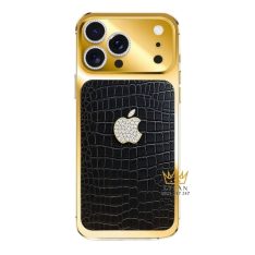 Điện thoại iPhone 17 Pro Max vàng khối - da cá đính kim cương