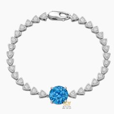Lắc tay vàng trắng Au750 đính kim cương và đá quý