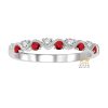 Kỳ Lân Luxury nhan 9 Nhẫn vàng trắng Au750 đính kim cương và sapphire đỏ 