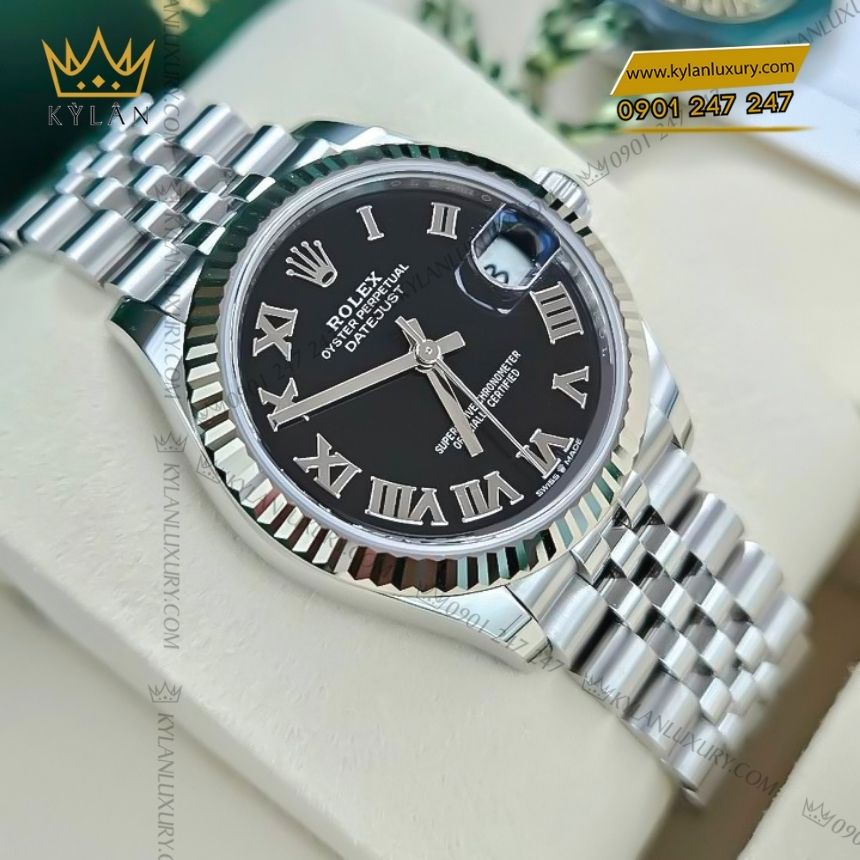 Kỳ Lân Luxury rolex datejust 31 278274 0002 3 Đồng hồ Rolex Datejust 31 mặt đen La Mã 278274-0002