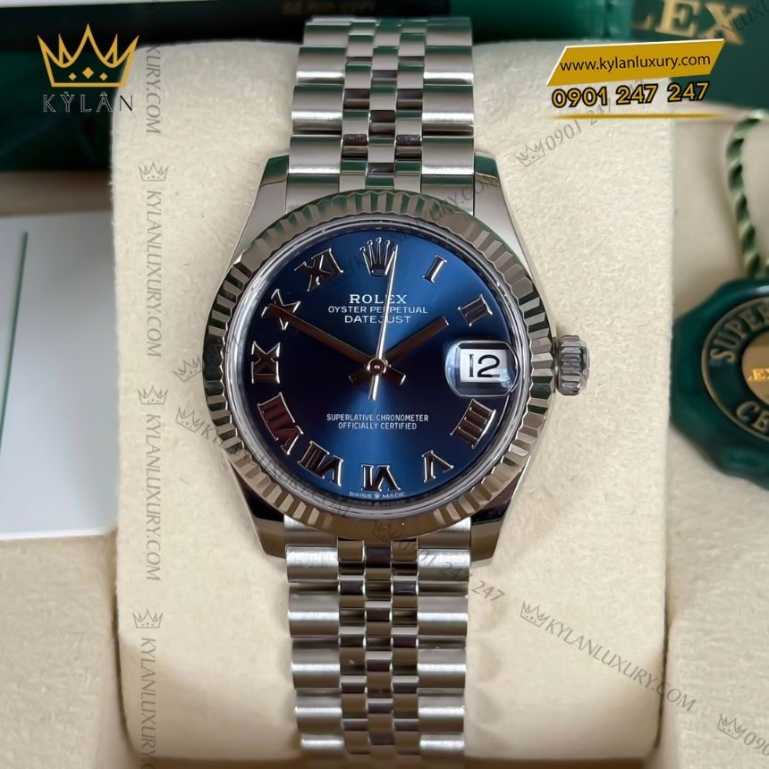 Kỳ Lân Luxury rolex datejust 31 278274 0034 11 Đồng hồ Rolex Datejust 31 xanh lam La Mã 278274-0034