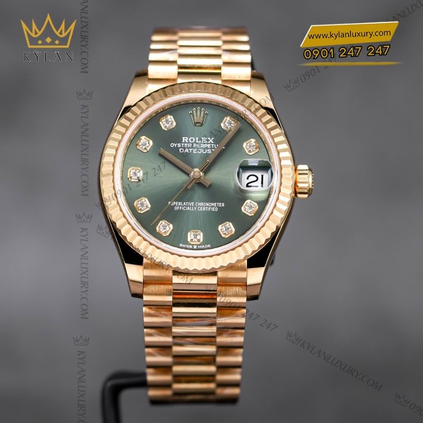 Kỳ Lân Luxury rolex datejust 31 278278 0011 6 Đồng hồ Rolex Datejust 31 mặt xanh olive 278278-0011